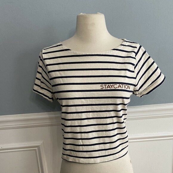 Madewell Staycation Setlist Boxy Tee Shirt Stripes XXS - Picture 2 of 8